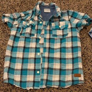Plaid Kids Shirt in Blue and White